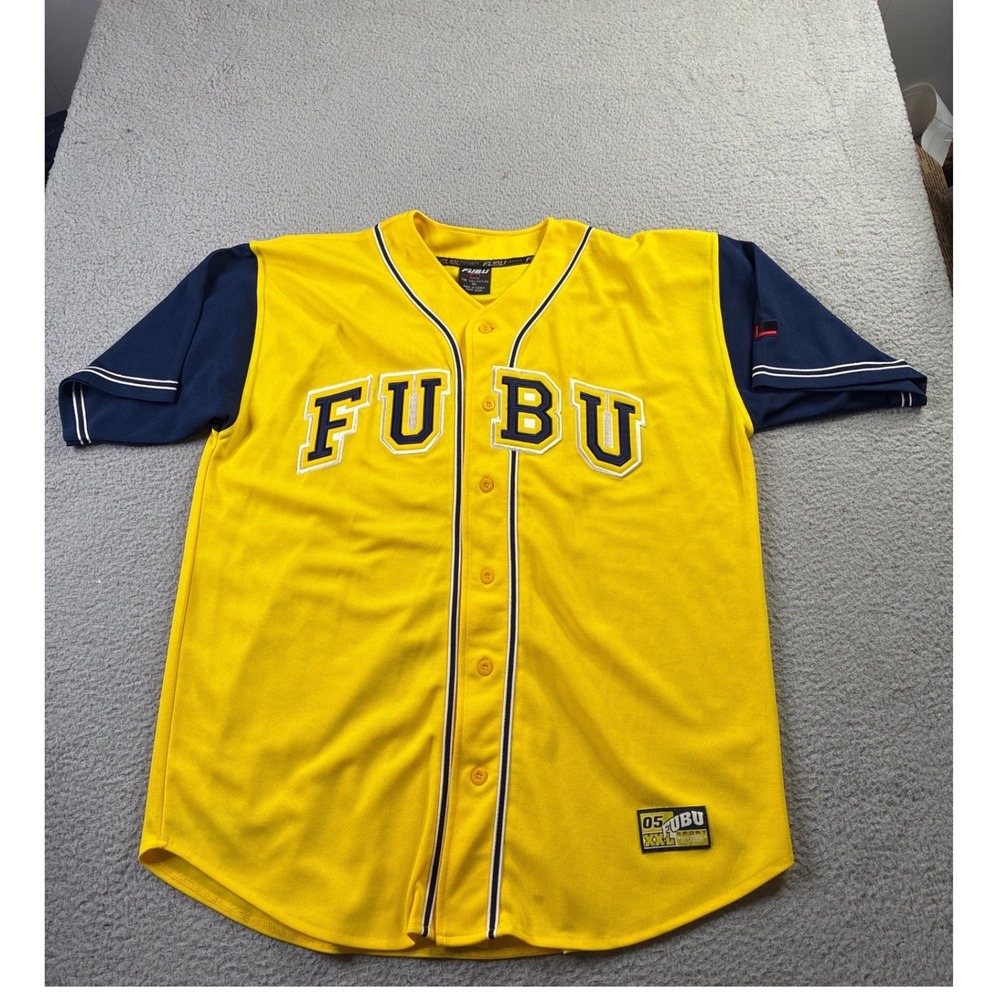 VTG 90s FUBU The Collection Baseball Jersey #5 Embroidered Mens XL Made In Korea